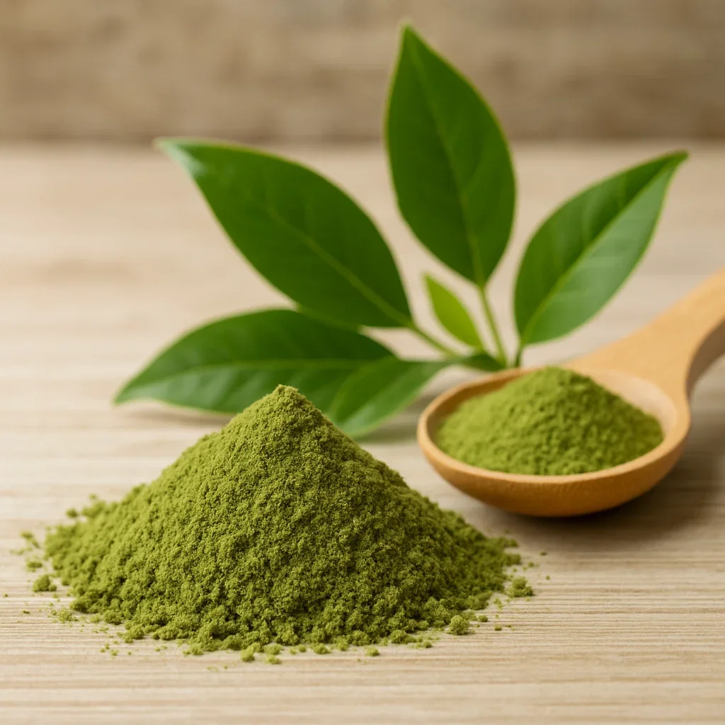 Green tea leaves and green tea extract powder